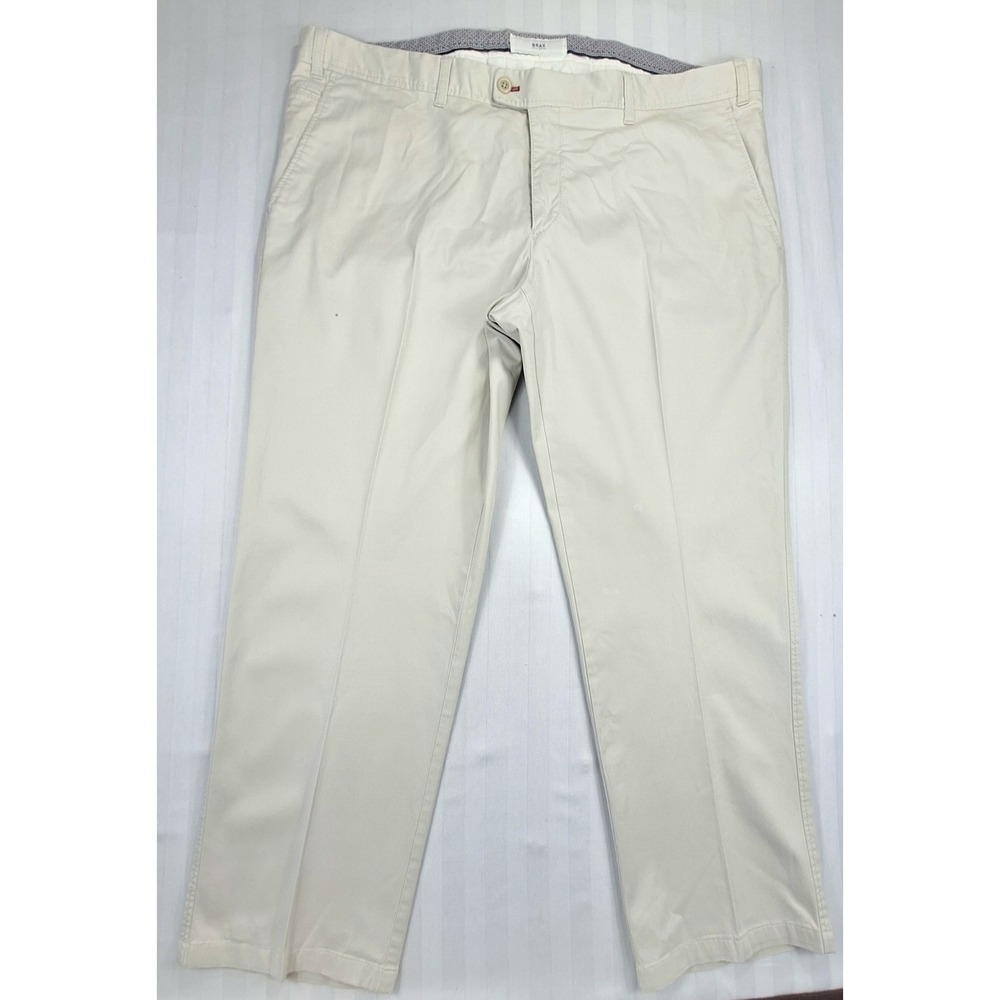 Brax Feel Good Mens Beige Chino Pants Flat Front Regular Fit Size 42x29 Chinos